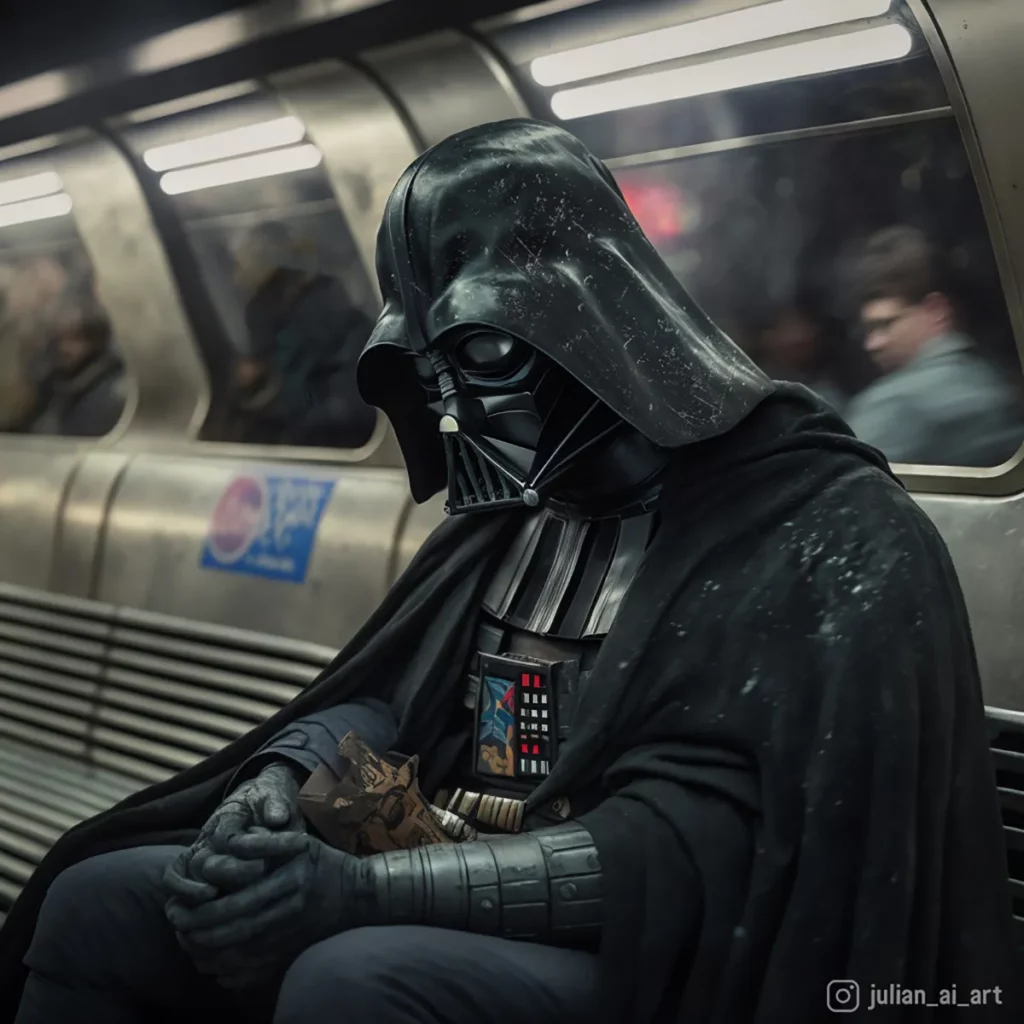Darth Vader rifing the subway