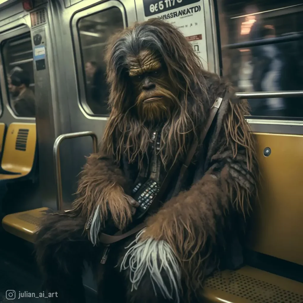 Chewbaca riding the subway