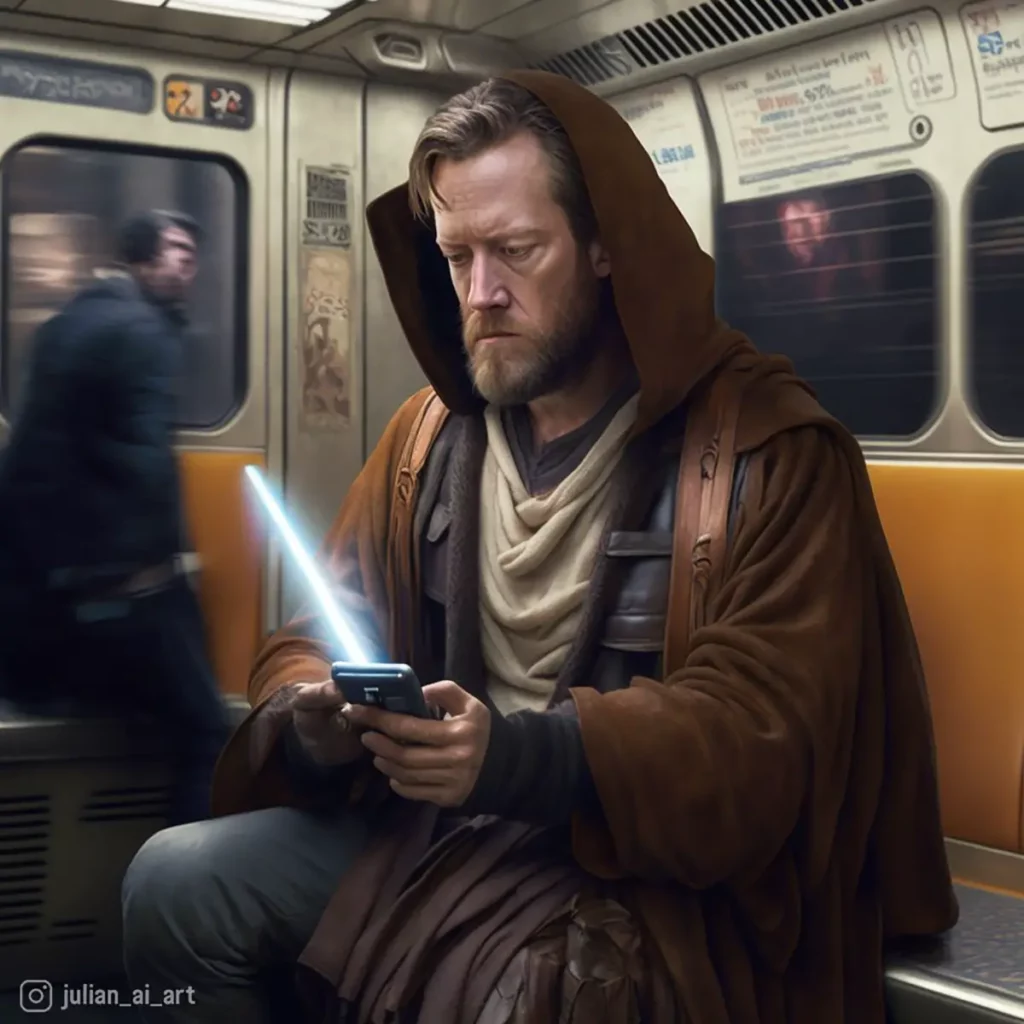 Obi-wan Kenobi riding the subway