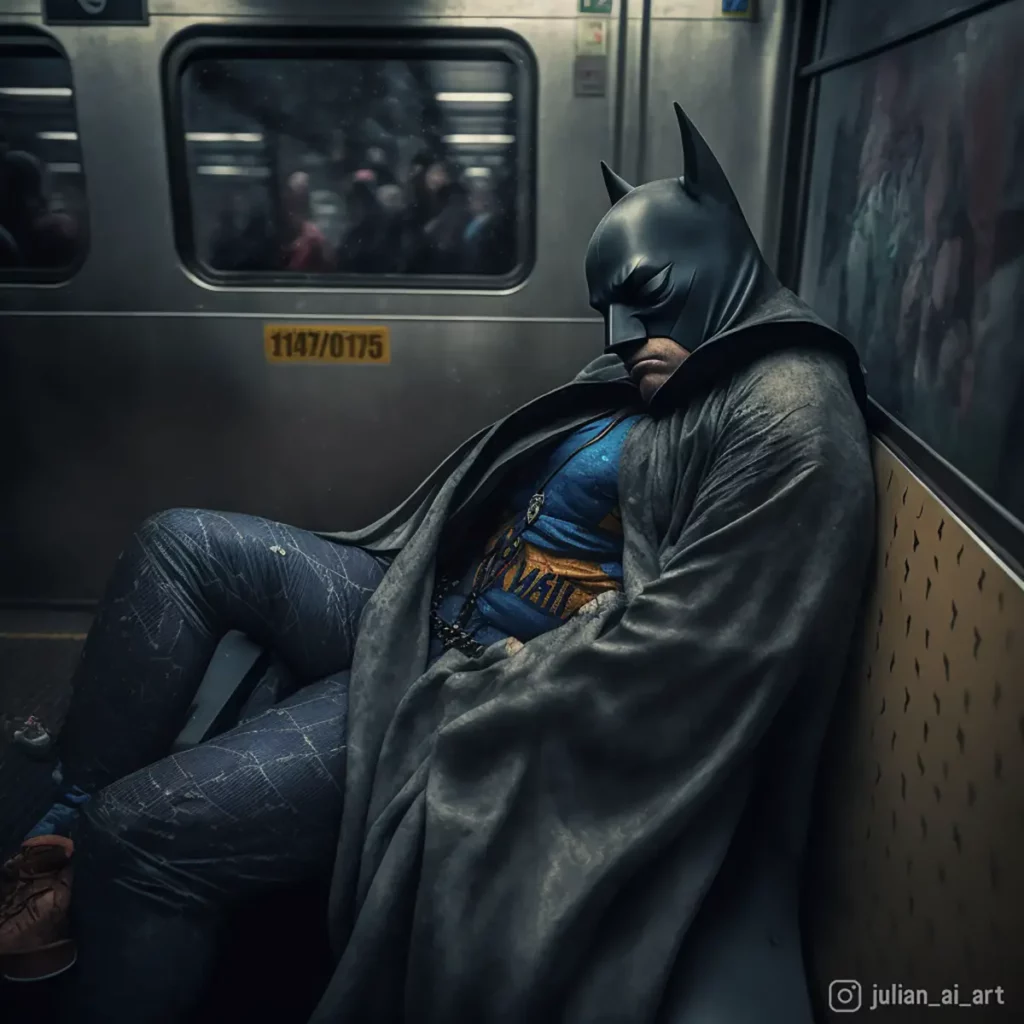 Batman riding subway