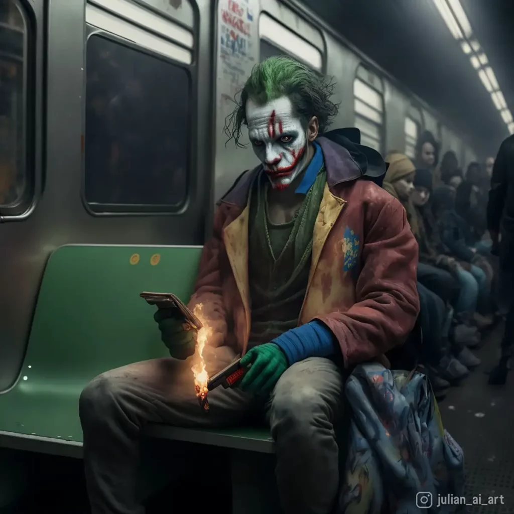 Joker riding the subway