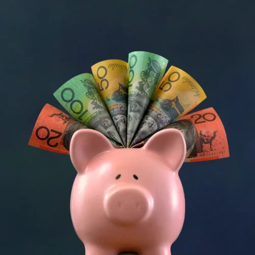 Piggybank containing Australian dollars